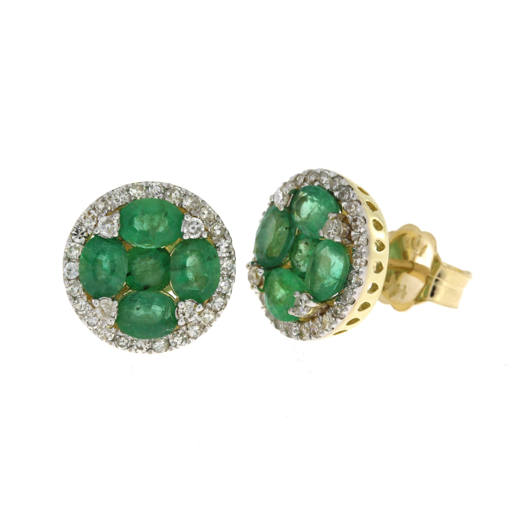 Aretes de esmeralda y diamante de 1.46 ct en oro amarillo de 14 K