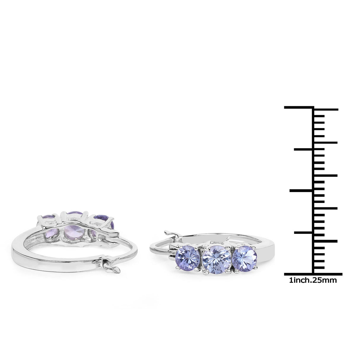 1.58 Carat Genuine Tanzanite .925 Sterling Silver Earrings - imagen 3 de 8