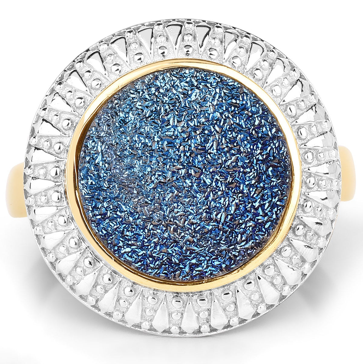 Anillo de plata de ley .925 con drusa de cobalto azul genuino de 4,90 quilates