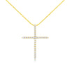 10K Yellow Gold Plated .925 Sterling Silver 3.0 Cttw Prong-Set Round Brilliant Cut Diamond Cross 18