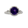 Anillo de oro blanco de 14kt con amatista y diamantes genuinos de 2,07 qt