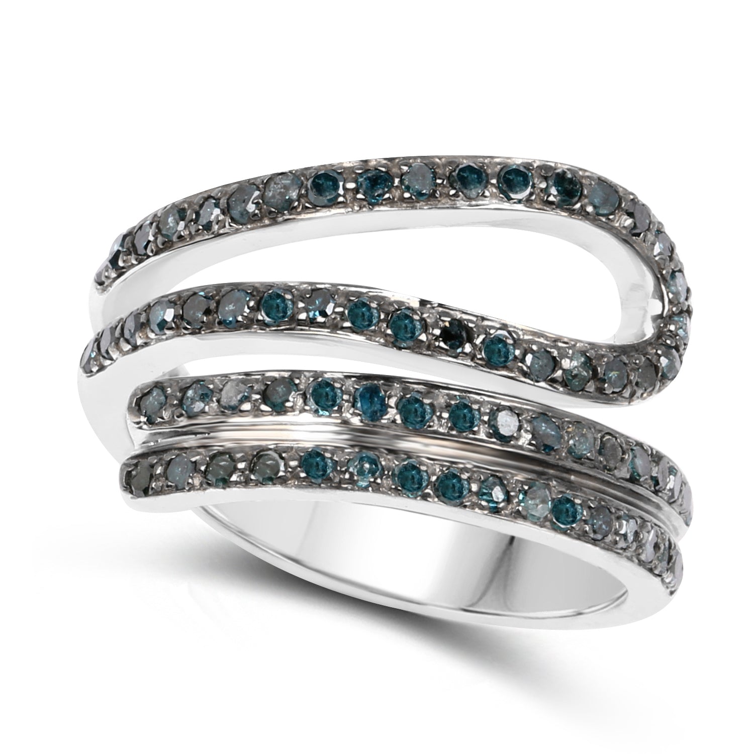Anillo de plata de ley .925 con diamante azul genuino de 0,83 quilates