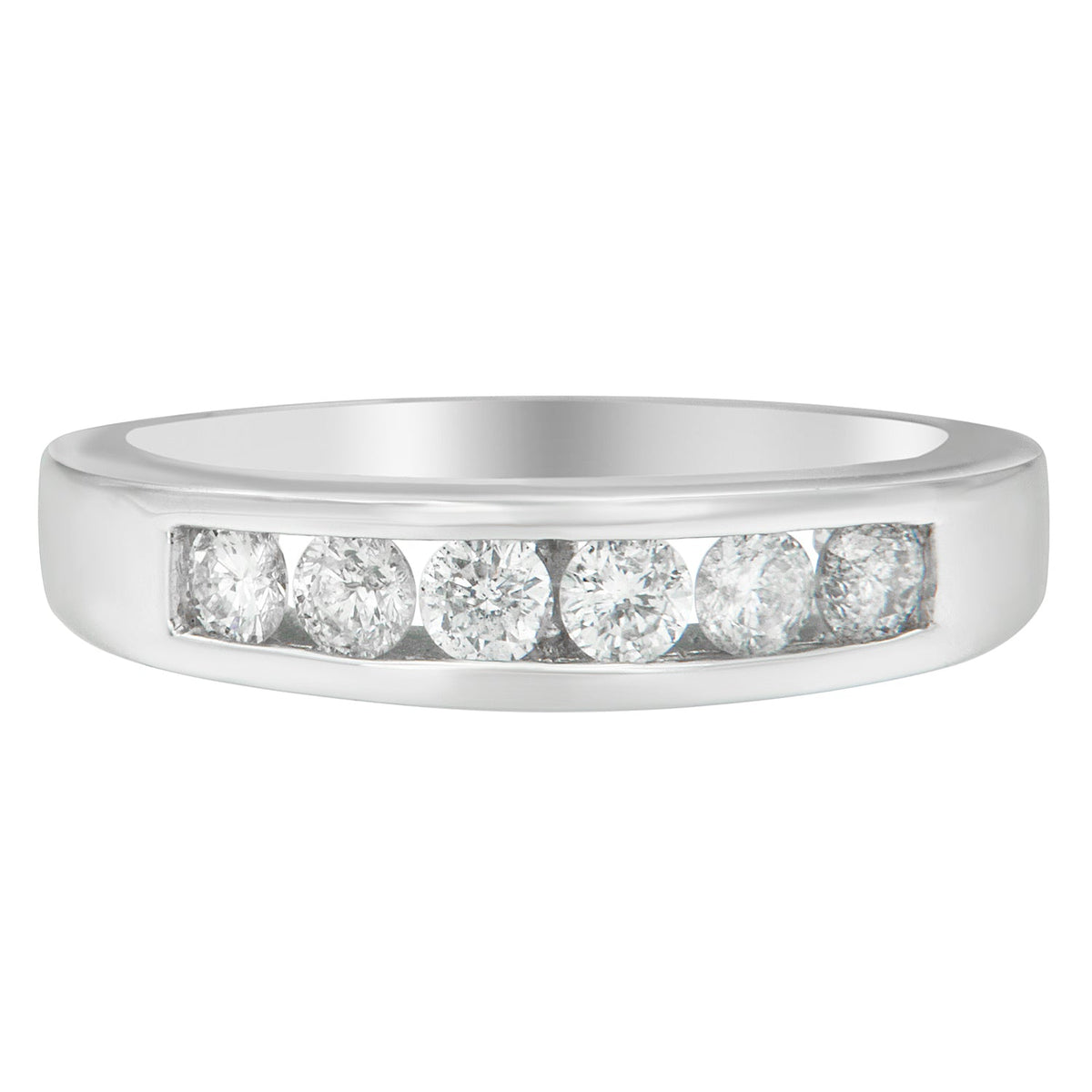 Anillo de oro blanco de 14K con canal de diamantes de 3/4 qt. TDW (H-I, I1-I2)