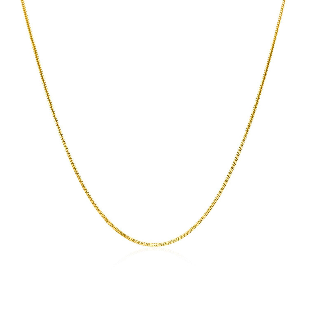 Cadena redonda de oro amarillo de 14 quilates tipo serpiente de 0,9 mm