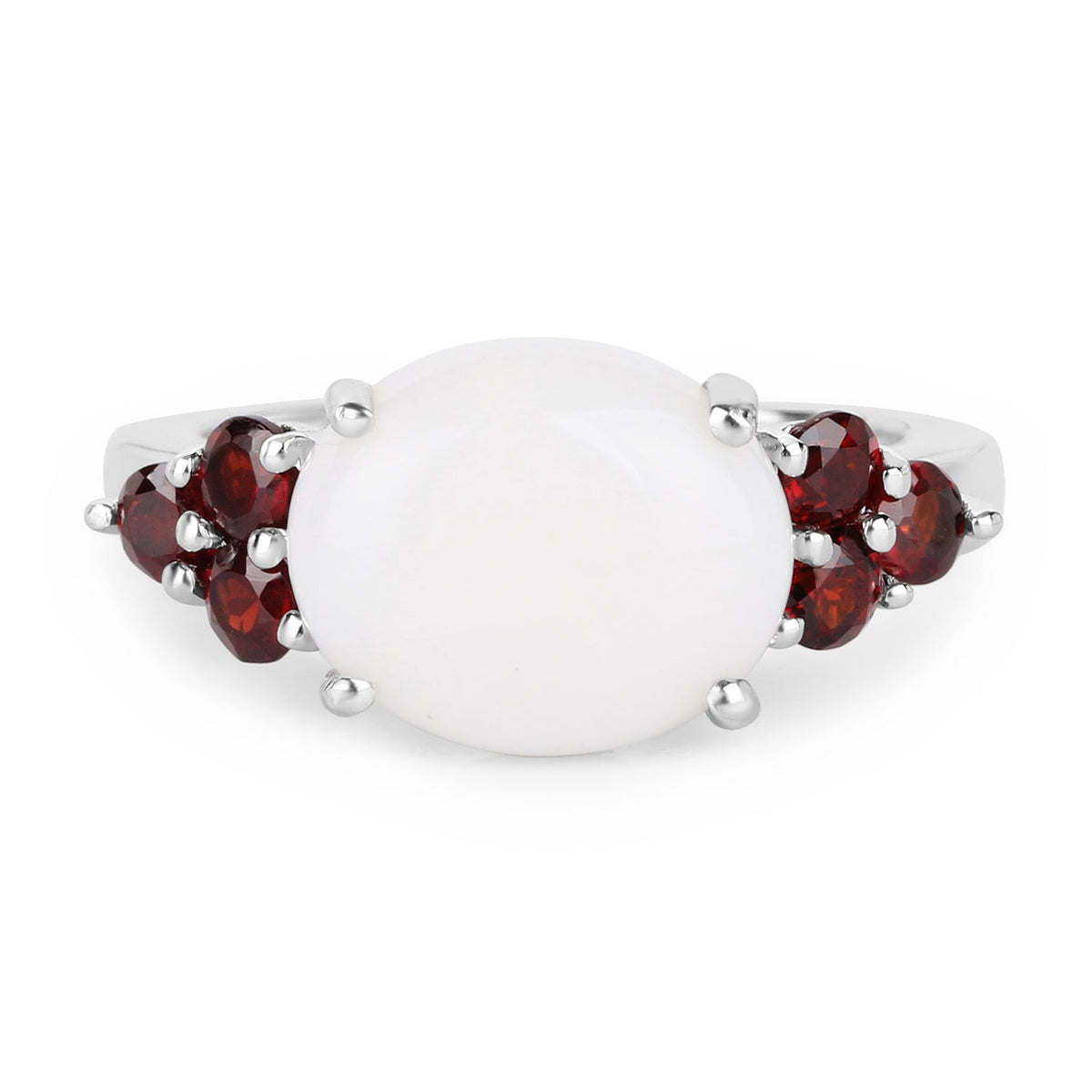 3.58 Carat Genuine Opal & Garnet .925 Sterling Silver Ring - imagen 3 de 6