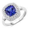 2.26 Carat Genuine Tanzanite and White Diamond 14K White Gold Ring