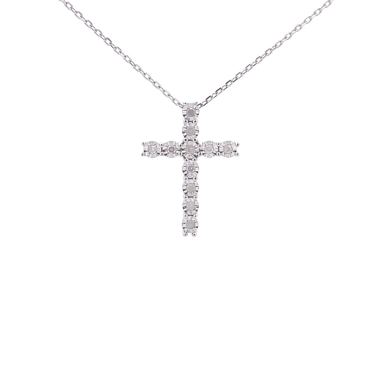 Colgante Cruz Religiosa de Plata Fina con Diamante de .25ct