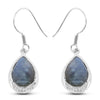 9.13 Carat Genuine Labradorite And White Topaz .925 Sterling Silver Earrings