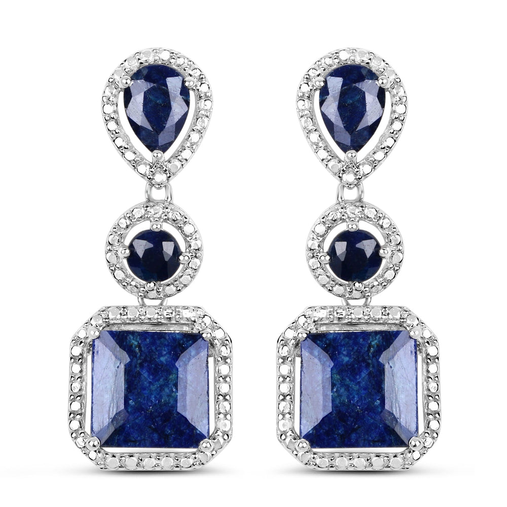 11.62 Carat Dyed Sapphire .925 Sterling Silver Earrings
