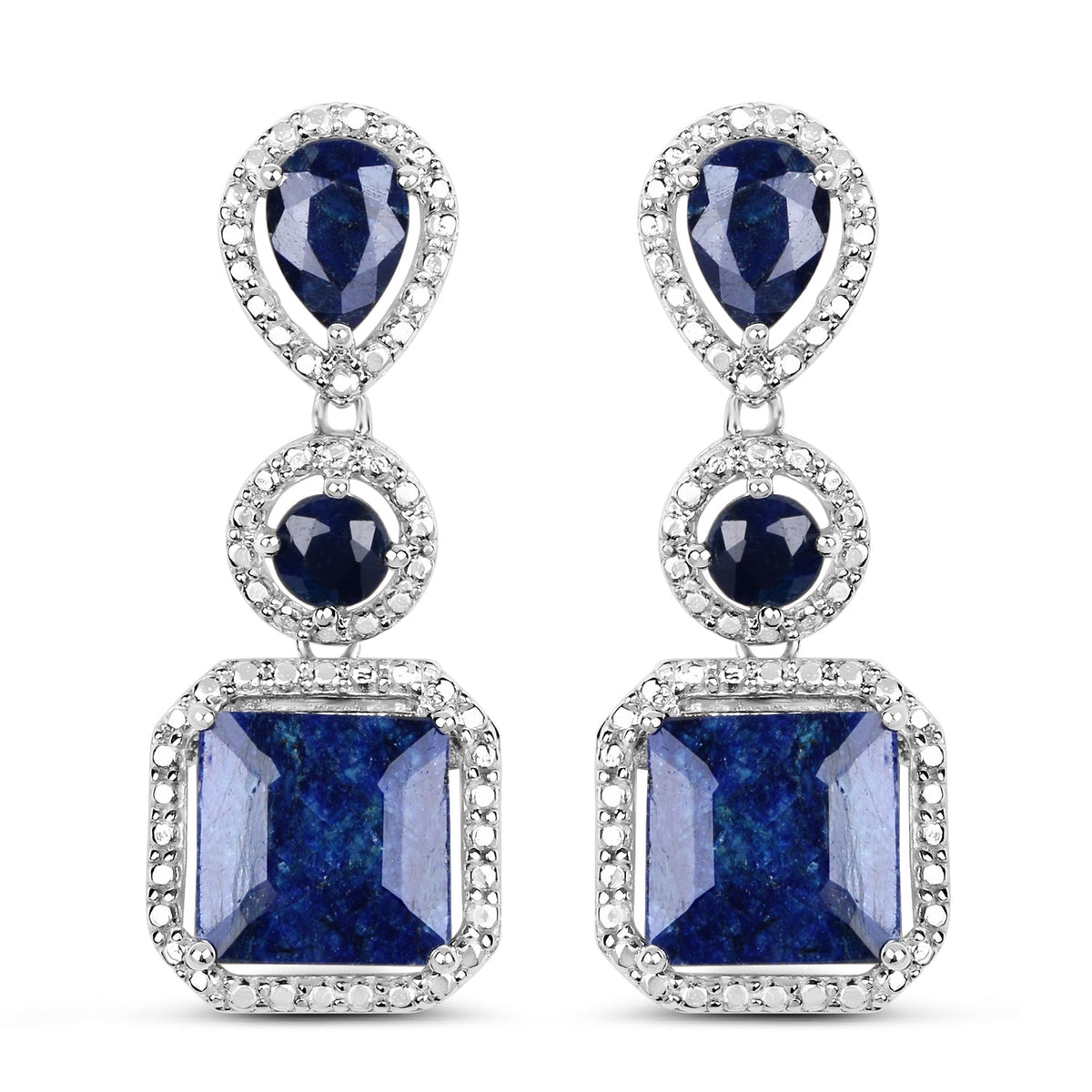Aretes de plata esterlina .925 con zafiro teñido de 11.62 quilates
