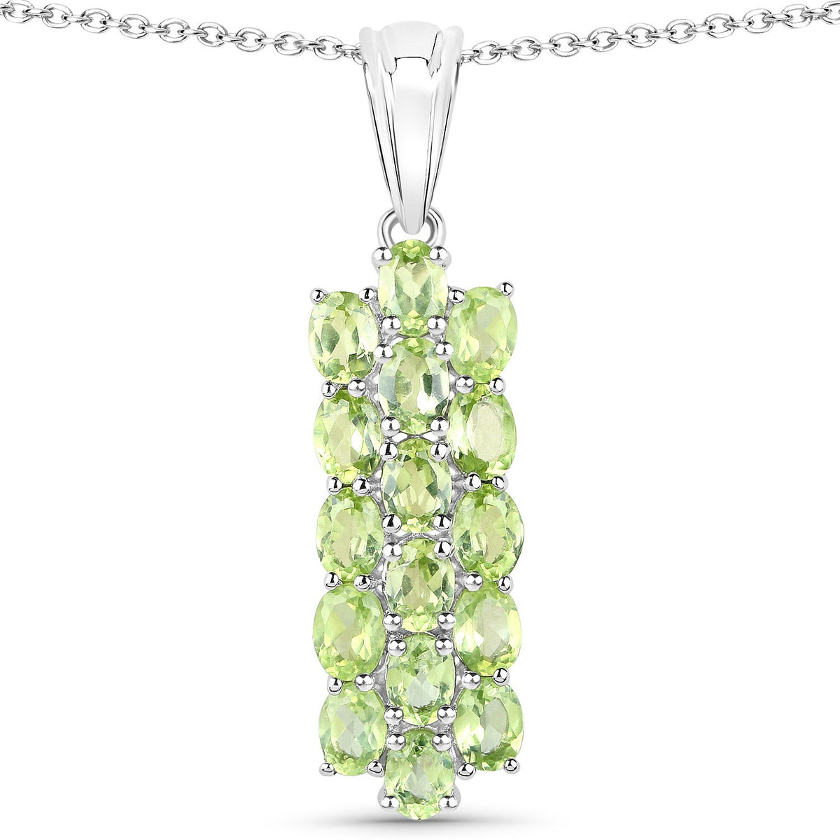 8.84 Carat Genuine Peridot .925 Sterling Silver 3 Piece Jewelry Set (Ring, Earrings, and Pendant w/ Chain)