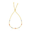 14k Tri-Color Gold Textured Oval Station Lariat Style Bracelet