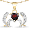 14K Yellow Gold Plated 1.05 Carat Genuine Garnet and White Topaz .925 Sterling Silver Pendant