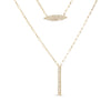 14K Yellow Gold 3/8 Cttw Two-Strand Marquise and Bar Charm Paper Clip Link Pendant Necklace  (I-J Color, I1-I2 Clarity) -18