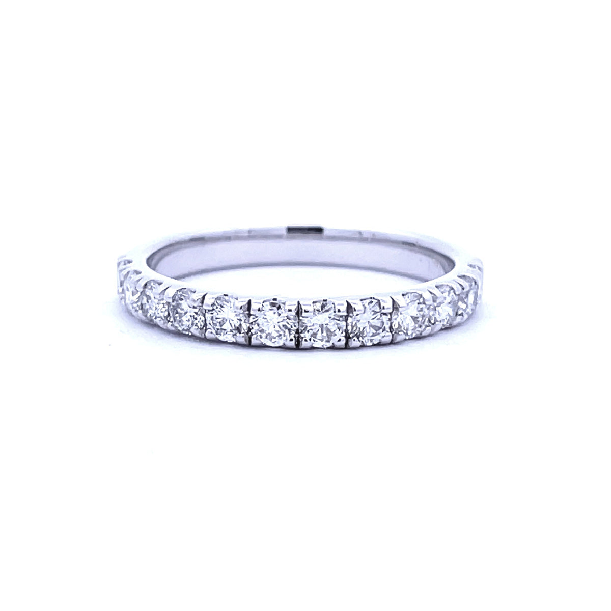 Anillo de boda con diamante natural de .75ct en oro blanco de 14kt