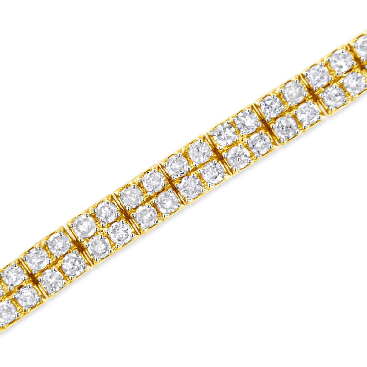 Pulsera de eslabones de oro amarillo de 14 quilates con baño de plata esterlina .925 y diamantes de 3.0 quilates (color K-L, claridad I2-I3) - 7.25"