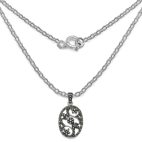 Colgante de plata de ley .925 con diamante negro auténtico de 0,28 quilates