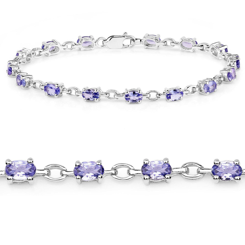 3.12 Carat Genuine Tanzanite .925 Sterling Silver Bracelet