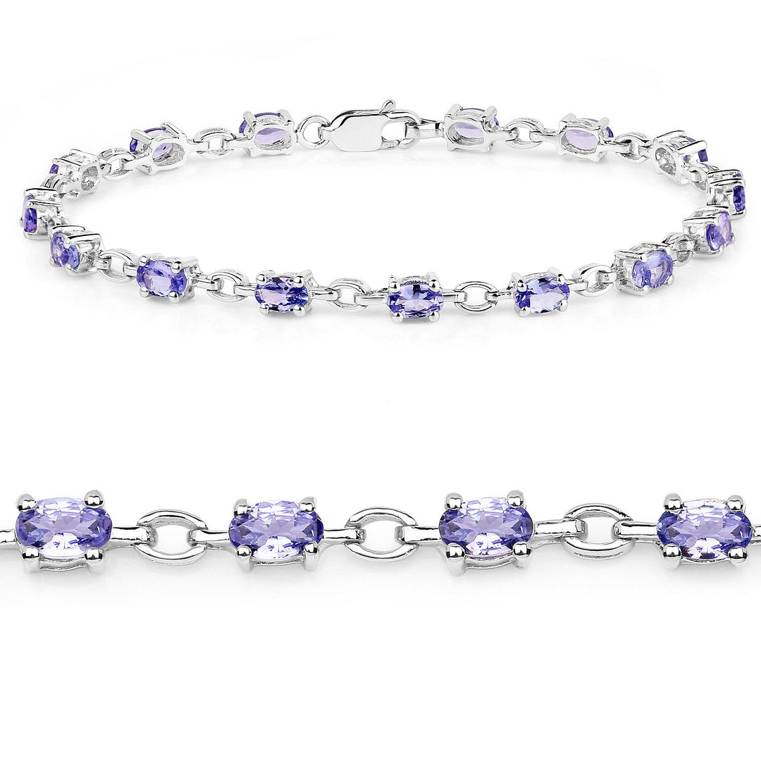 3.12 Carat Genuine Tanzanite .925 Sterling Silver Bracelet