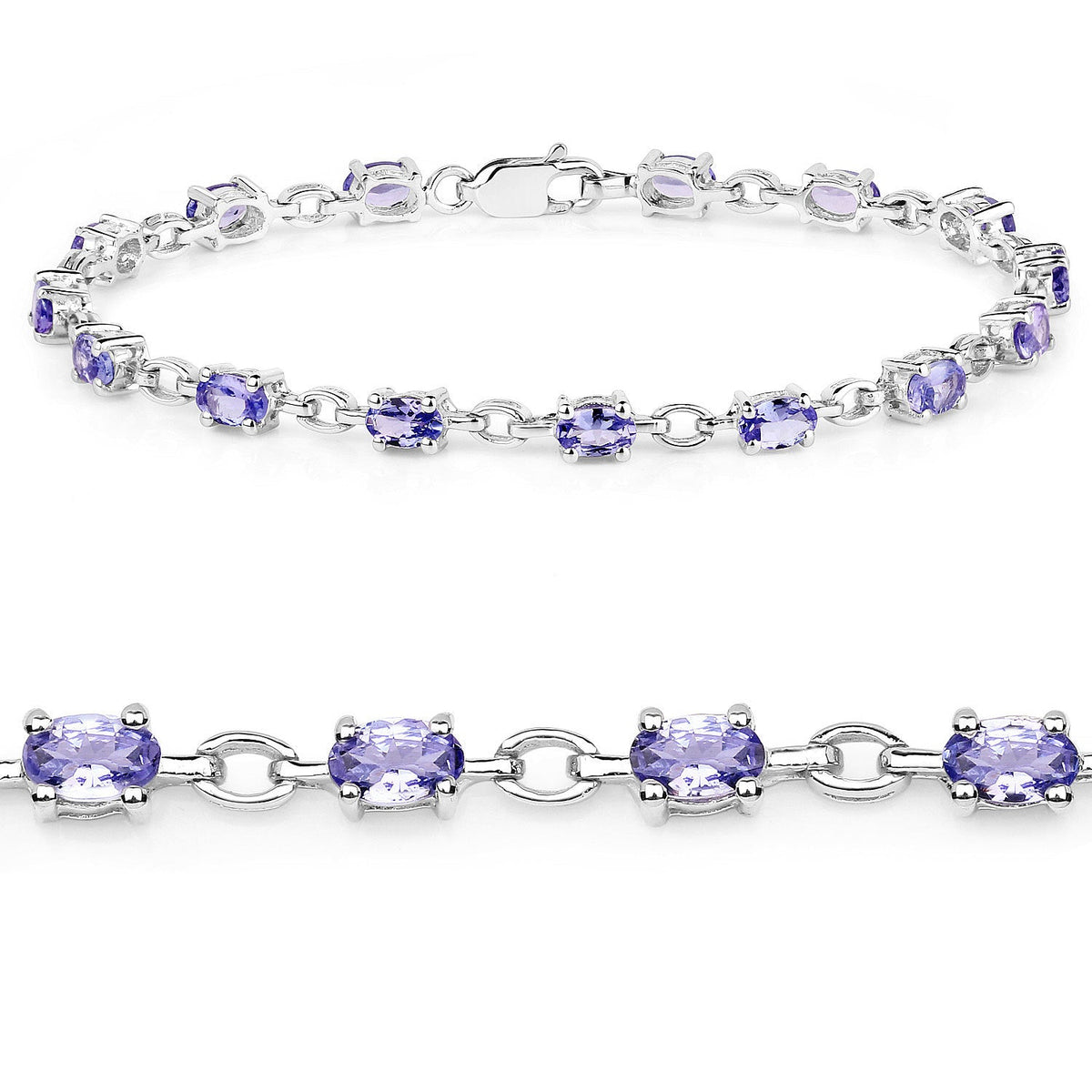 3.12 Carat Genuine Tanzanite .925 Sterling Silver Bracelet - изображение 2 из 7