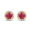 0.71 Carat Genuine Ruby and White Diamond 14K Yellow Gold Earrings