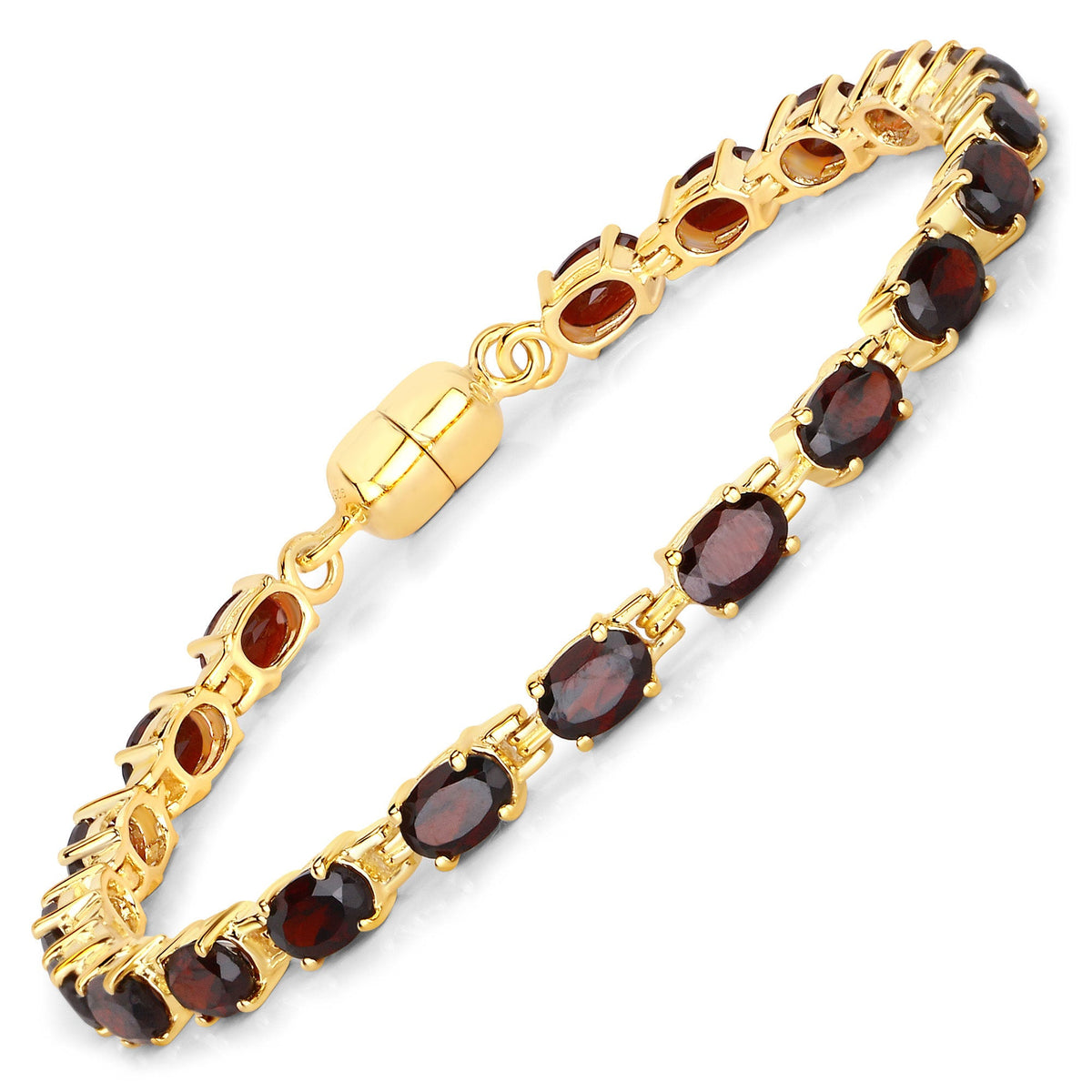 Pulsera de Plata de Ley .925 con Granate Genuino de 10.20 Quilates