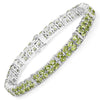 Pulsera de 12.97 quilates de peridoto genuino y topacio blanco en plata de ley 925