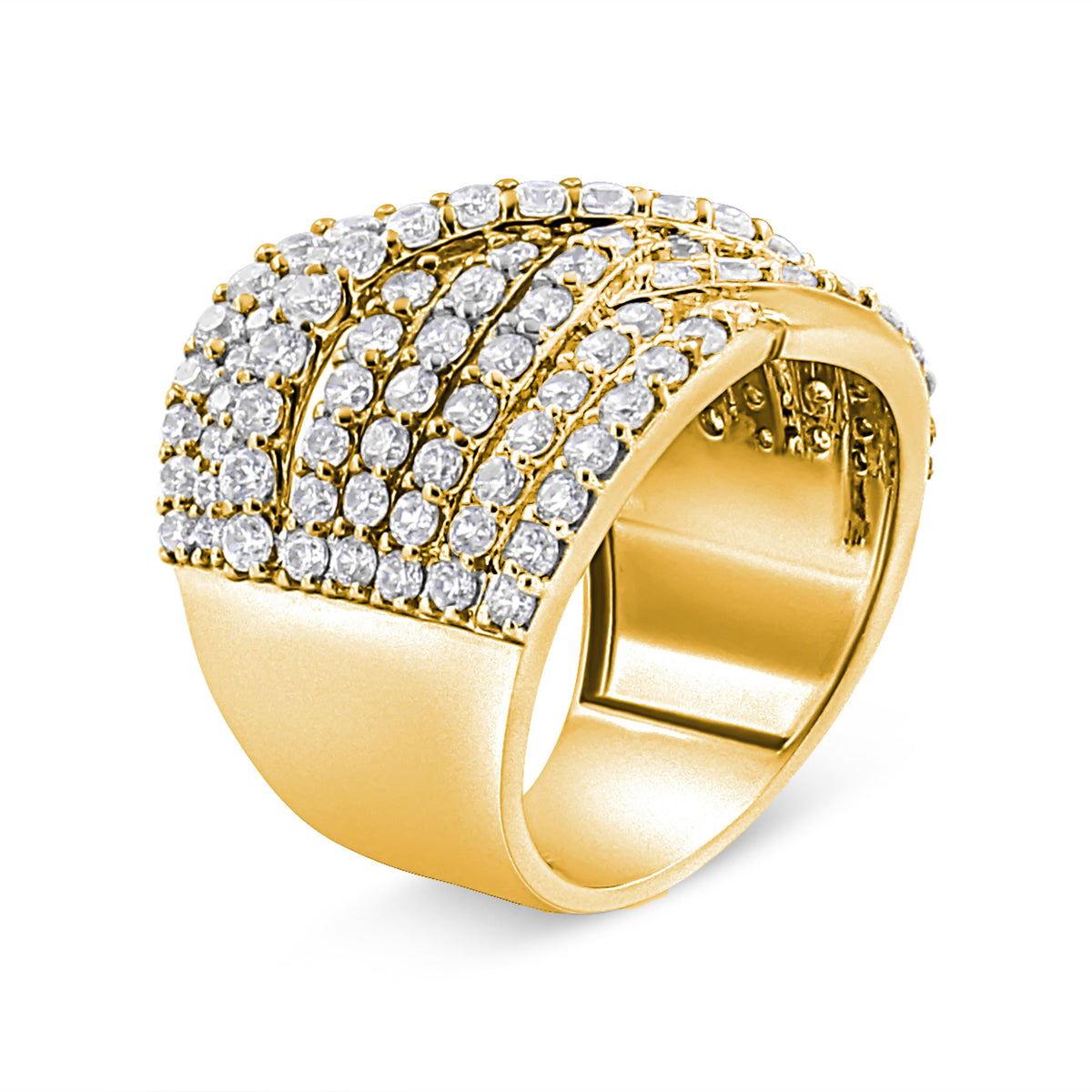 Anillo de oro amarillo de 10K con diamante de 3,0 Cttw, ocho filas, diseño envolvente, sortija llamativa (color H-I, claridad I2-I3) - Talla 7