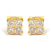 14K Yellow Gold 1/4 Cttw Invisible Set Princess-Cut Diamond Square Stud Earring (J-K Color, I1-I2 Clarity)
