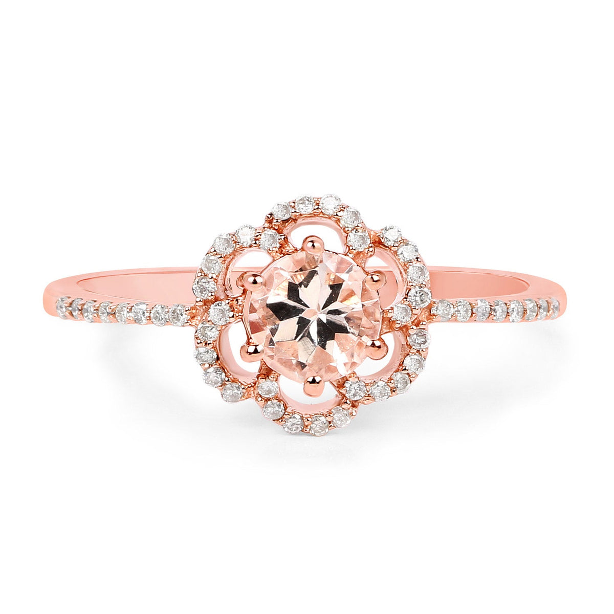0.54 Carat Genuine Morganite and White Diamond 14K Rose Gold Ring - image 3 of 8