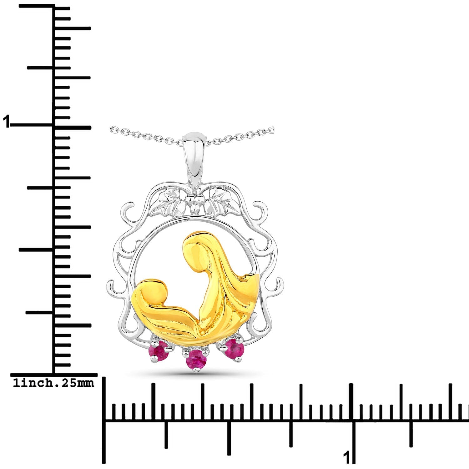 Colgante de plata esterlina .925 con rubí genuino de 0,14 quilates