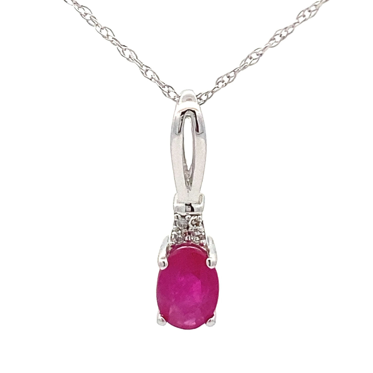 Colgantes de moda de oro blanco de 10 qt con rubí y diamante de 0,02 ct