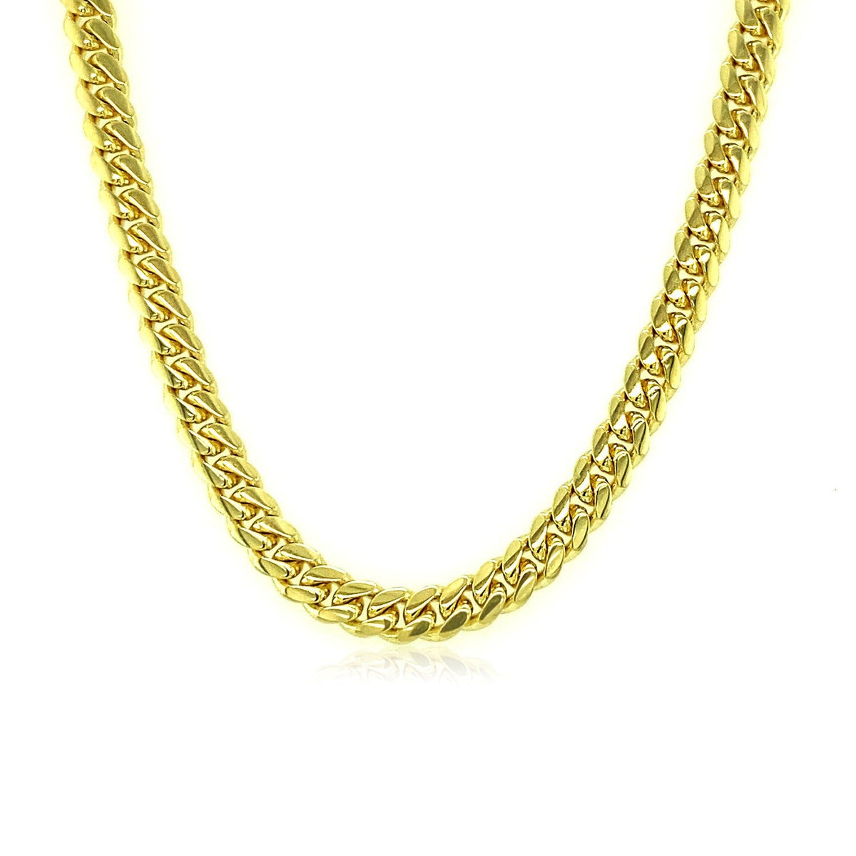 Cadena cubana clásica maciza de oro amarillo de 14k y 4.0mm