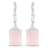 6.23 Carat Genuine Rose Quartz and White Topaz .925 Sterling Silver Earrings