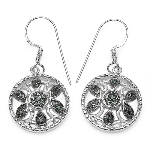 Pendientes de Plata de Ley .925 con Diamantes Azules Genuinos de 0,18 Quilates