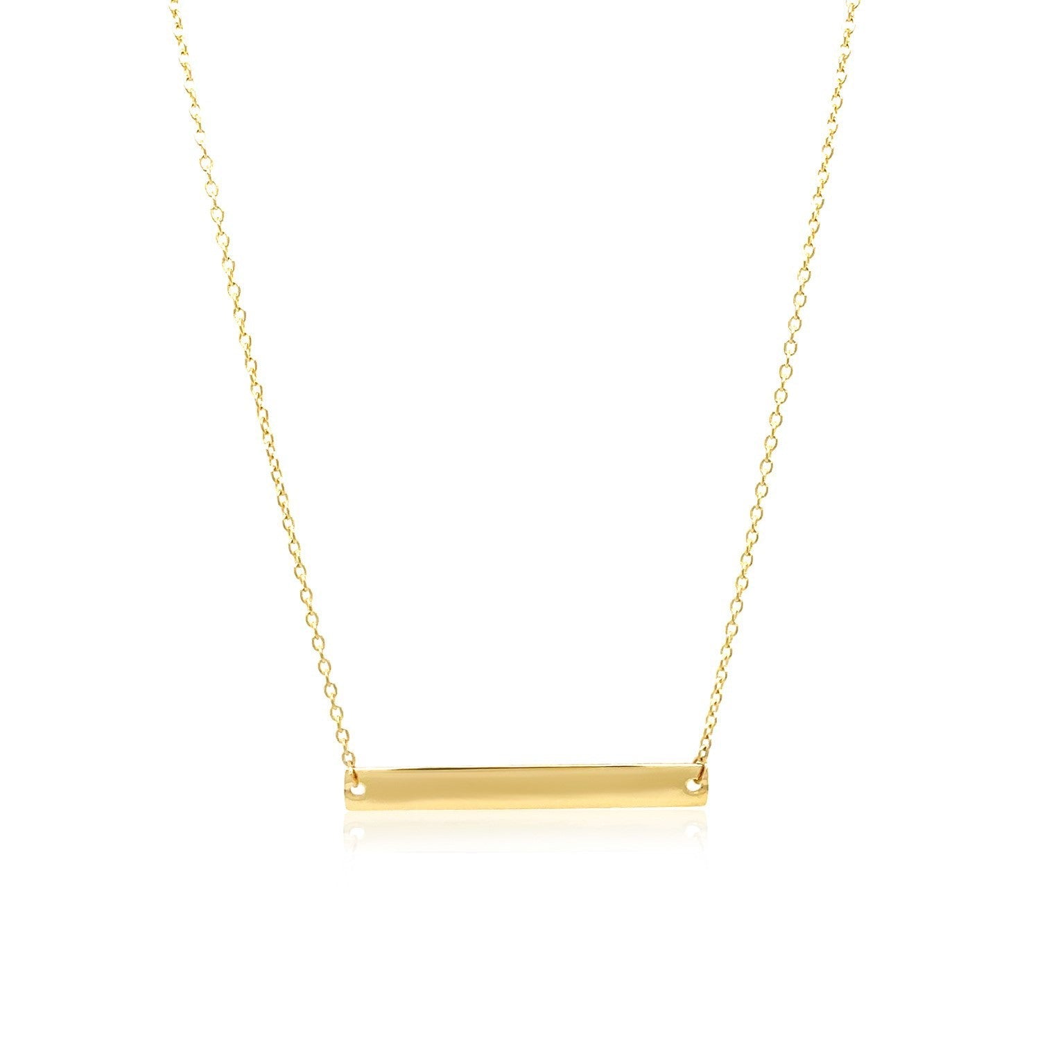 Gargantilla de oro amarillo de 14 quilates de barra horizontal plana y lisa