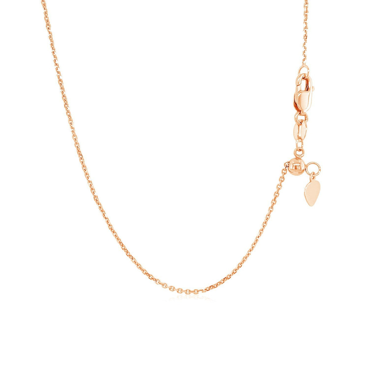Cadena ajustable de oro rosa de 14k de 0.9mm