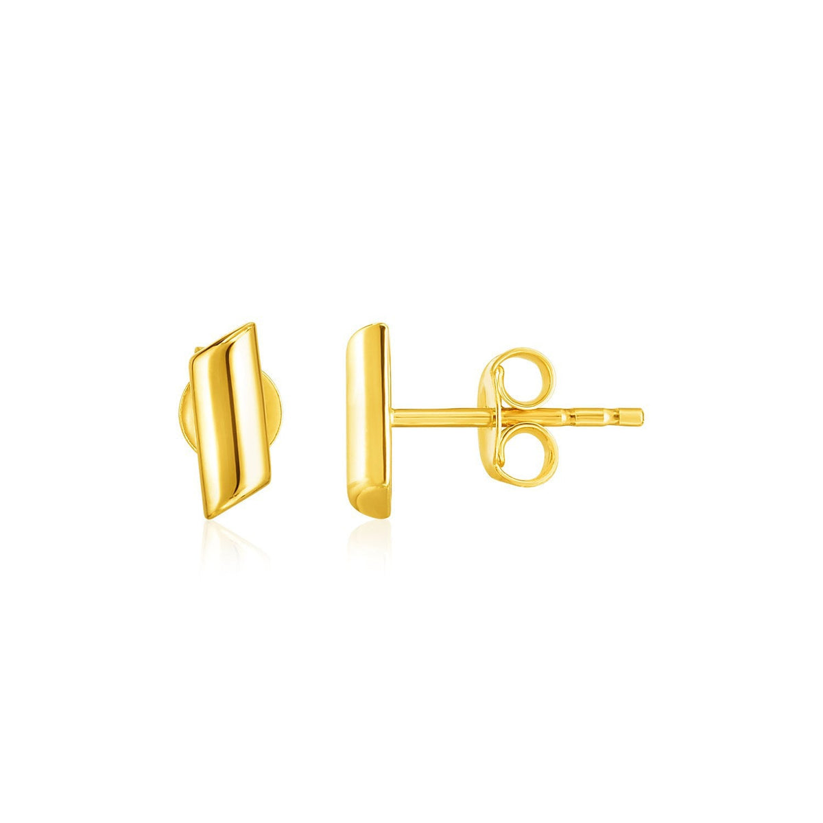 Pendientes de poste rectangulares pulidos de oro amarillo de 14k