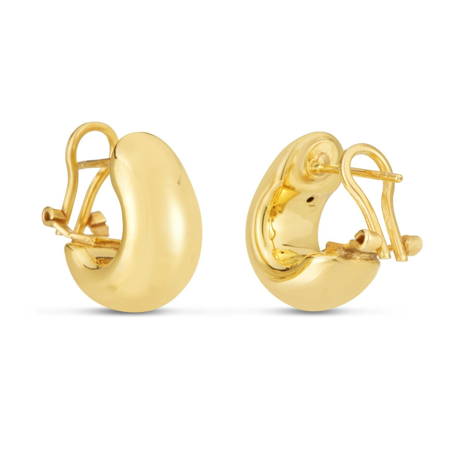 Aretes de argolla pequeños Omega en oro amarillo de 14k