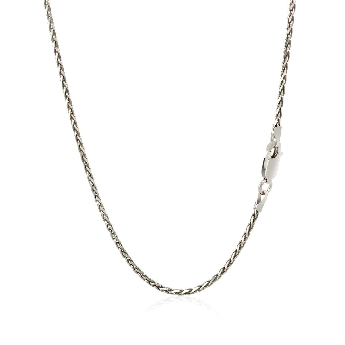 Cadena de trigo de plata de ley rodiada de 1,5 mm