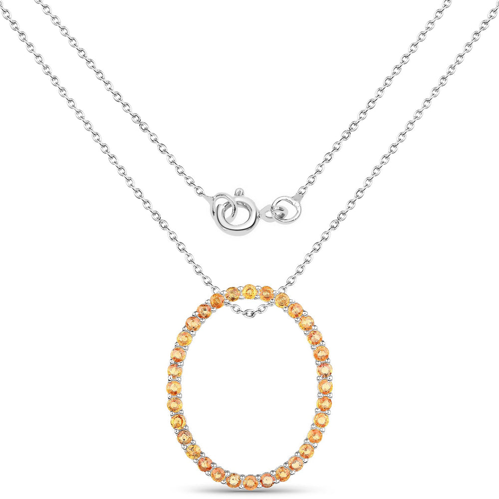 2.88 Carat Genuine Orange Sapphire .925 Sterling Silver Pendant