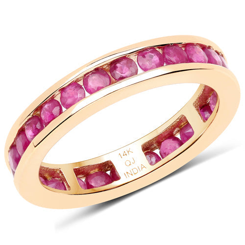 Anillo de Oro Amarillo de 14K con Rubí Genuino de 1.95 Quilates