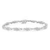 .925 Sterling Silver 1-1/2 Cttw Round and Baguette Cut Diamond Wave Link Bracelet (I-J Color, I2-I3 Clarity) - 7