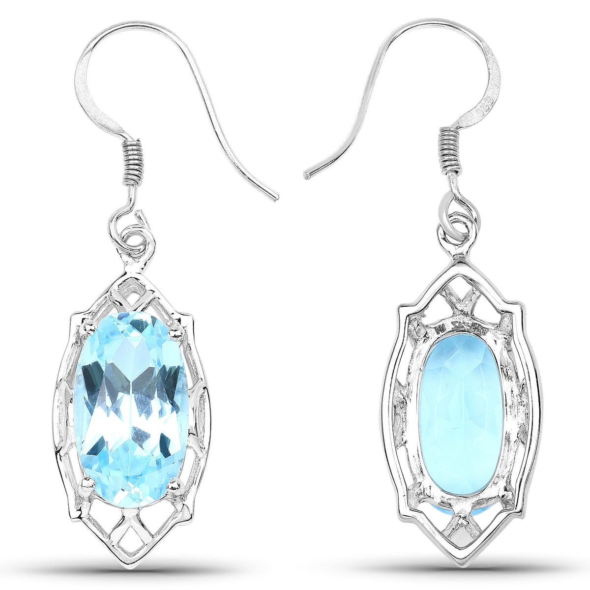 Pendientes de plata esterlina .925 con topacio azul genuino de 13,68 quilates