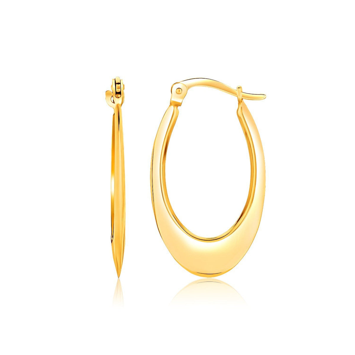 Pendientes de óvalo abierto, inflados y graduados, de oro amarillo de 14k