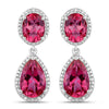 11.35 Carat Genuine Pink Topaz and White Diamond .925 Sterling Silver Earrings