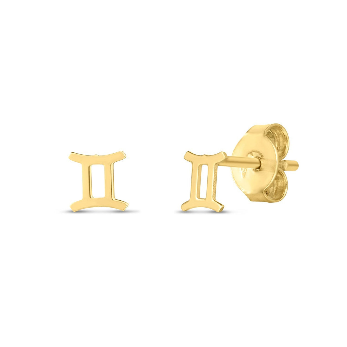 Aretes de oro amarillo de 14 quilates con el signo de Géminis