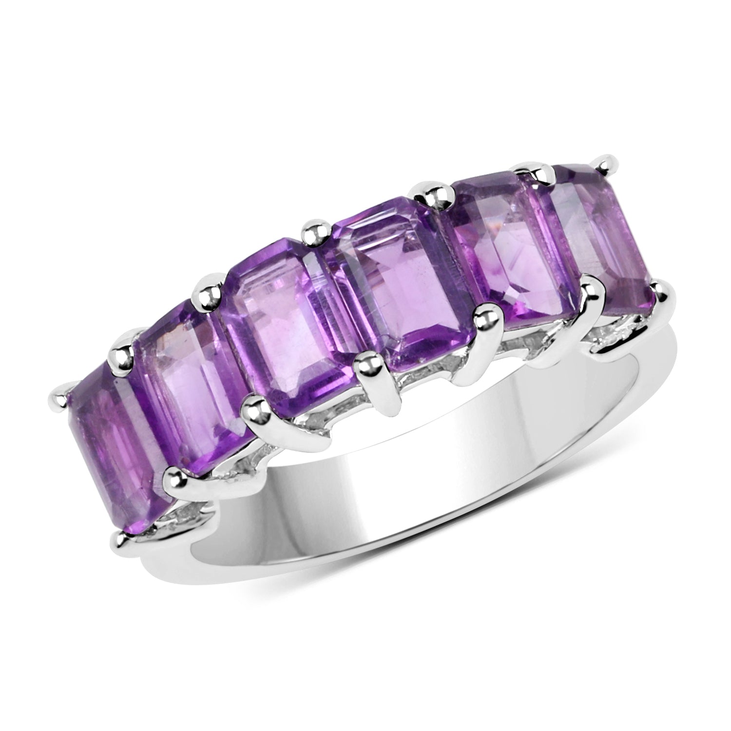 Anillo de plata esterlina .925 con amatista auténtica de 3.30 quilates