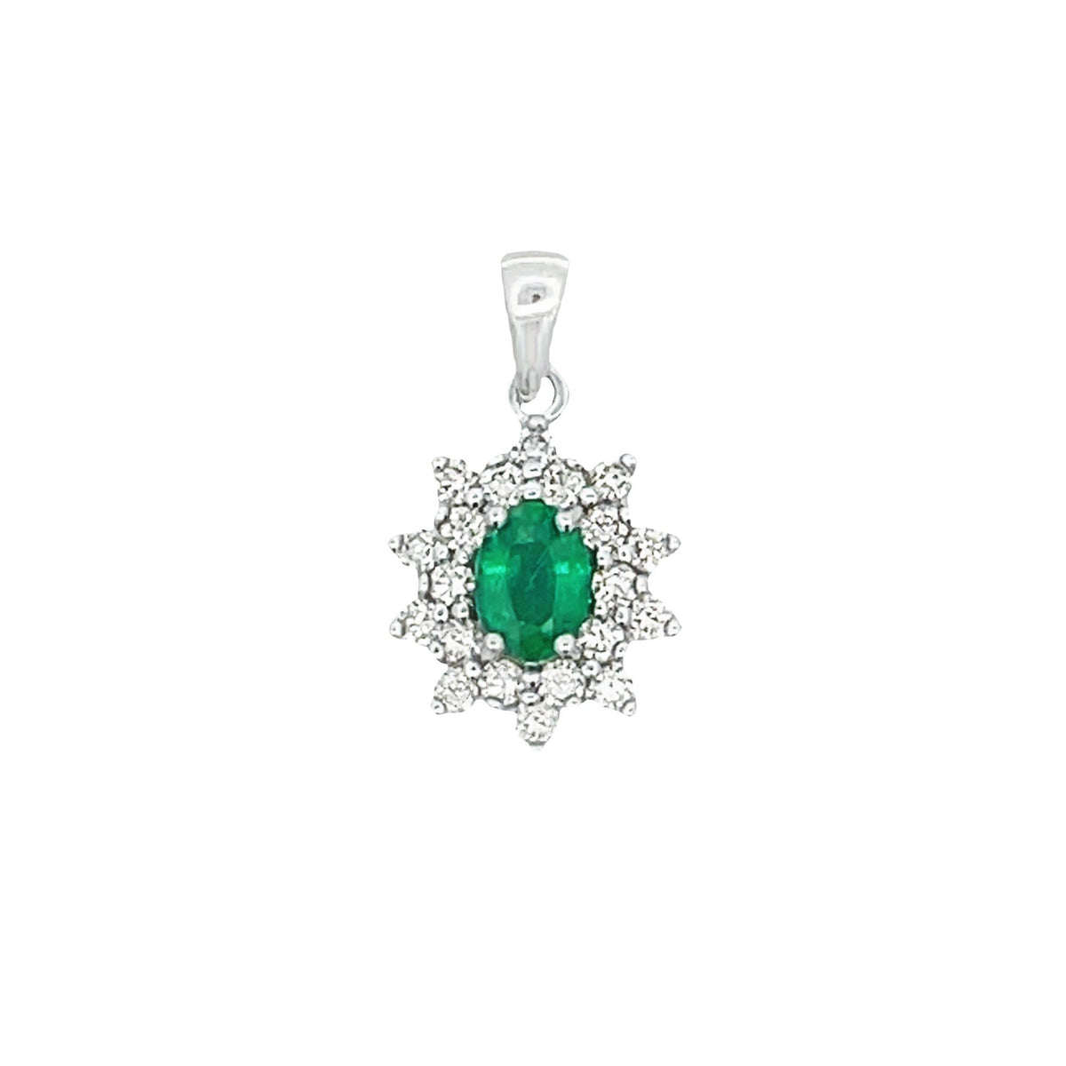 Colgantes de moda de diamante esmeralda de 1,43 ct en oro blanco de 14 K