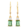 1.28 Carat Genuine Green Tourmaline and White Diamond 14K Yellow Gold Earrings